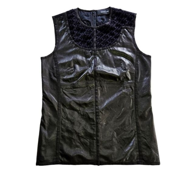 Derek Lam Runway 2012 Sleeveless Lambskin Leather Crochet Sleeveless Top Shirt 8 - Picture 1 of 7